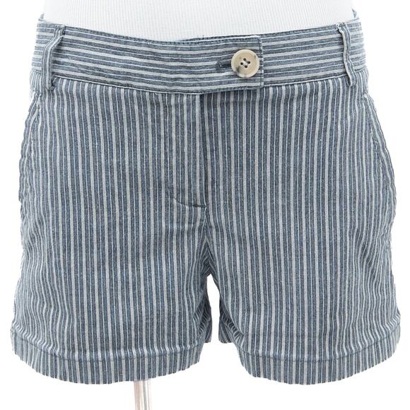 Theory Blue Striped Flat Front Shorts Size 4 - Picture 1 of 9